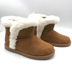 Falls Creek Carly Faux Fur Booties Brown Suede